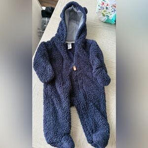 Carter's Navy Teddy Fleece Hooded One-Piece